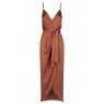 LUXE TIE FRONT COCKTAIL DRESS - MOCHA