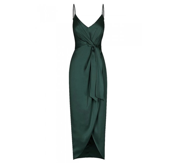 LUXE TIE FRONT COCKTAIL DRESS - MOCHA